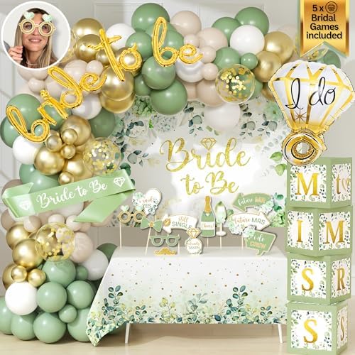RainMeadow 215 PC Bridal Shower Decorations Olive Sage Green
