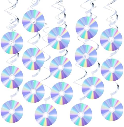 Y2K 90s Retro Party Decorations CD Swirls Hanging Streamers