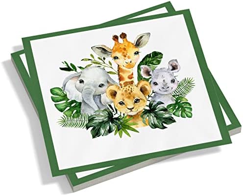 Yuzioey 50 Pcs Safari Napkins Jungle Animals Disposable Tableware