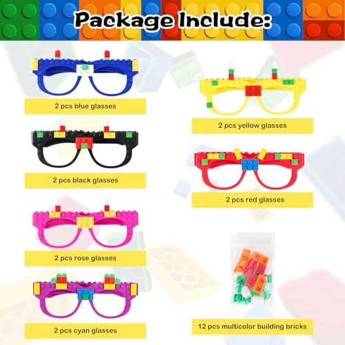 12 Pcs Building Bricks Glasses for Kids Birthday Party Favors