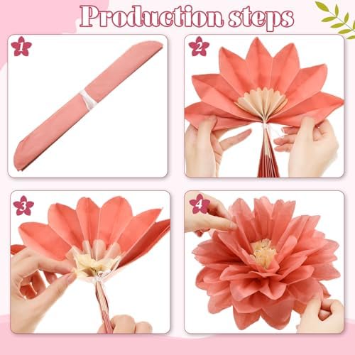 Geyee 18 PCS Tissue Paper Flowers Pom Poms Fiesta Decorations
