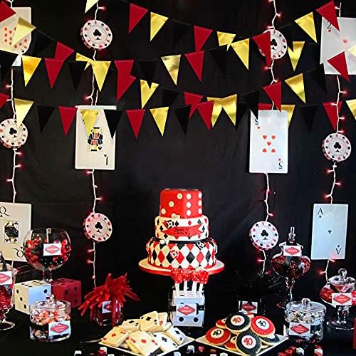 30 Ft Red Black Gold Party Banner Garland Decor