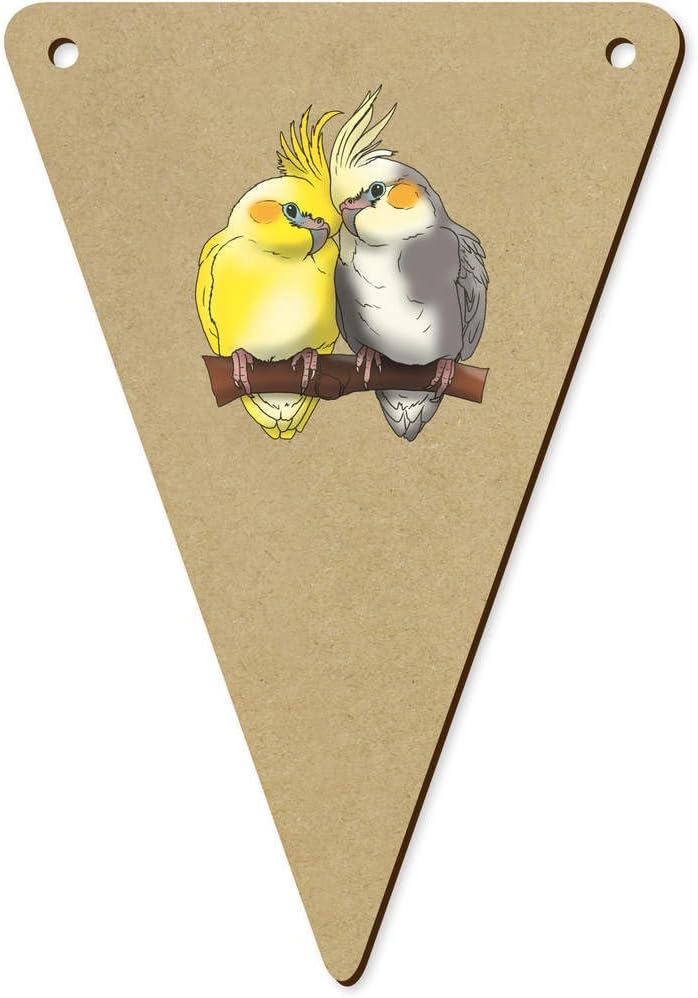 5 Pack Cockatiel Pair Wooden Bunting Flags