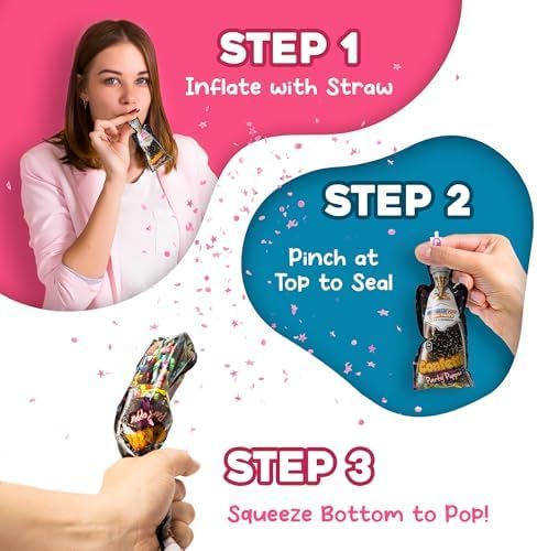 12 Pack Inflatable Confetti Popper for Gender Reveal