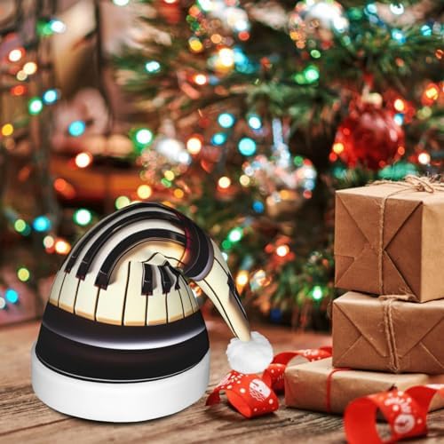 Piano Keys Musical Notes Print Christmas Hat with LED Lights