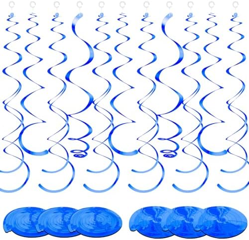 36 Pcs Hanging Swirl Streamers Blue Decorations
