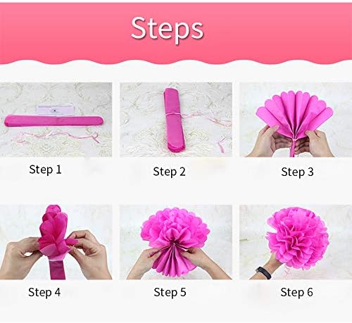 15Pcs Pink White Party Pack Paper Lanterns and Pom Pom Balls