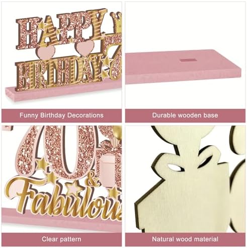 Pink Rose Gold 70th Birthday Wooden Table Centerpieces Set