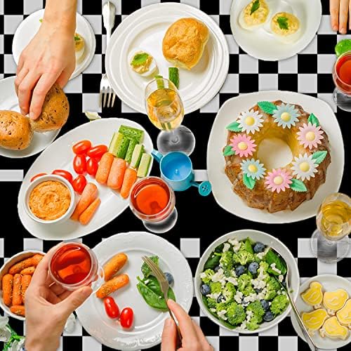 3 Pack Checkered Race Car Party Tablecloths