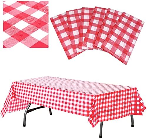 AnapoliZ Plastic Checkered Tablecloth 6 Pcs Pack