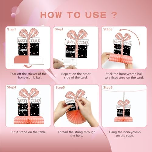 9Pcs Rose Gold Pink Honeycomb Centerpieces 18th Birthday Decorations