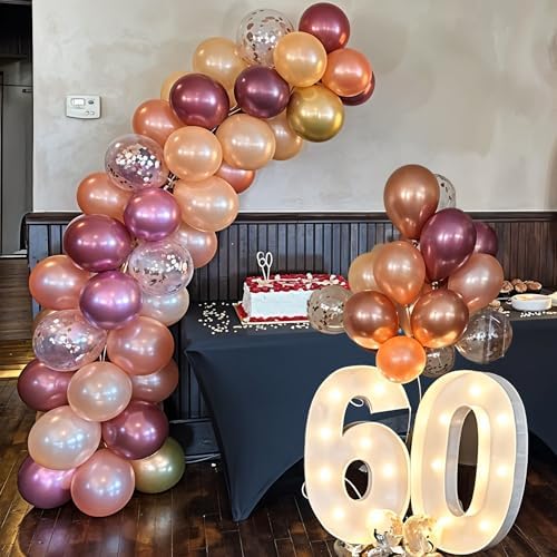 Burgundy Rose Gold Balloons Set 60 Pack