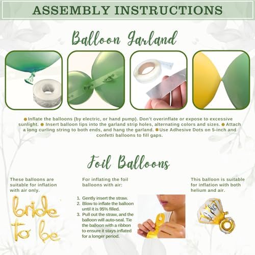 RainMeadow 215 PC Bridal Shower Decorations Olive Sage Green