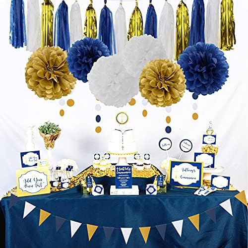 Navy Blue White Gold Party Decoration Kit 23pcs