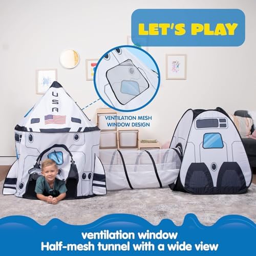 JOYIN White Space Rocket Ship Play Tent Set