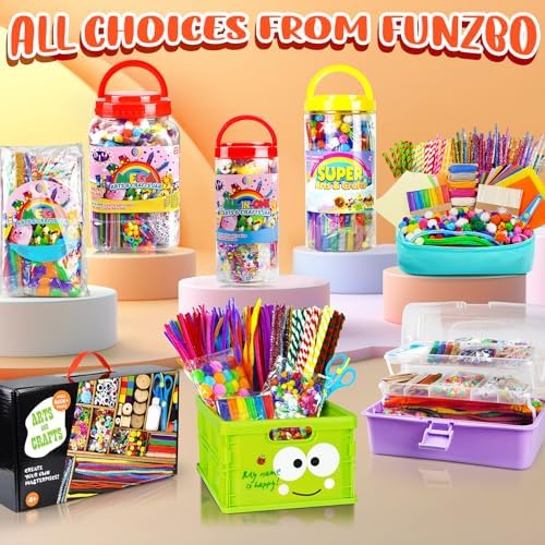 FUNZBO 1200pcs Craft Kit for Kids - Arts Crafts Supplies