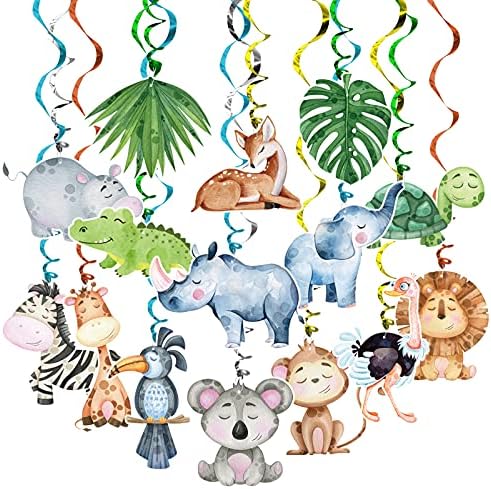 Jungle Animal Foil Ceiling Streamers 30 Pack Party Decor