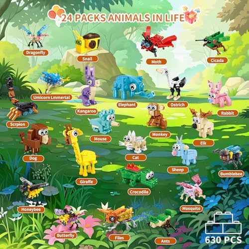 24 Pack 72 Animal 3in1 Building Block Toy Set