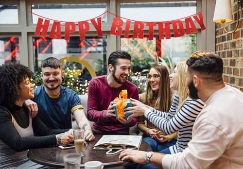 Red Happy Birthday Banner for Parties
