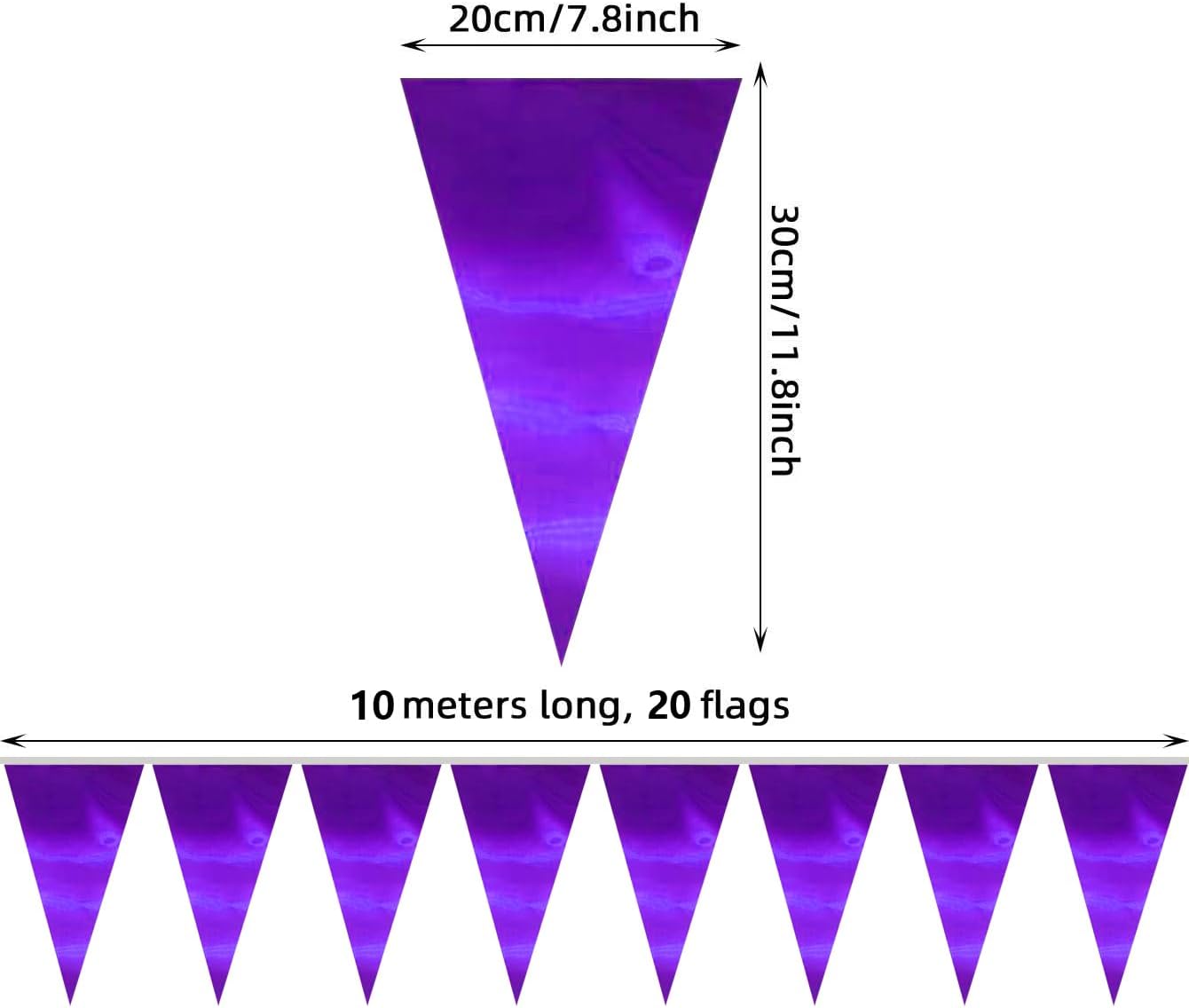 40M Purple Triangle Pennant Banner Garland for Celebrations