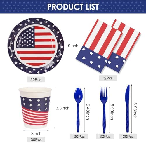 Childom Patriotic Party Supplies 152Pcs Set