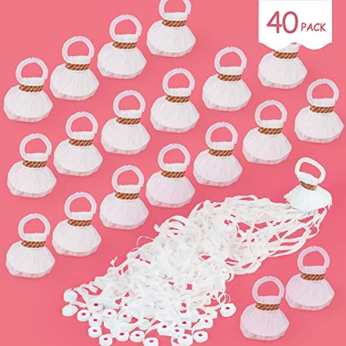 BATTIFE 40 Pack White Streamers Poppers for Celebrations