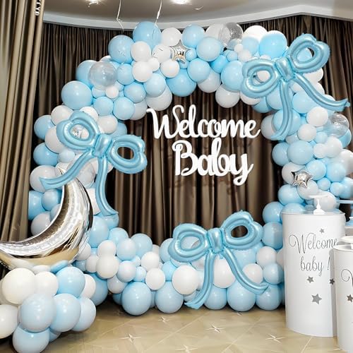 4 Pcs Blue Bow Balloons for Birthday Party Decorations