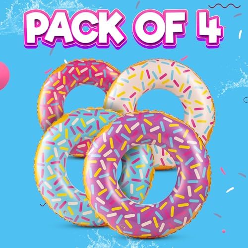 Bedwina Inflatable Donut Pool Floats Pack of 4