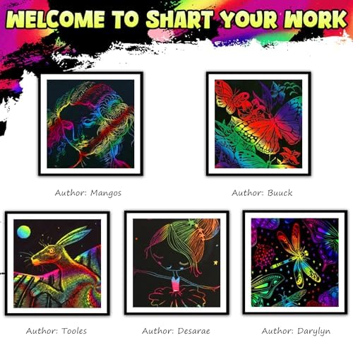 ZMLM Rainbow Scratch Art Papers with Styluses for Kids and Teens