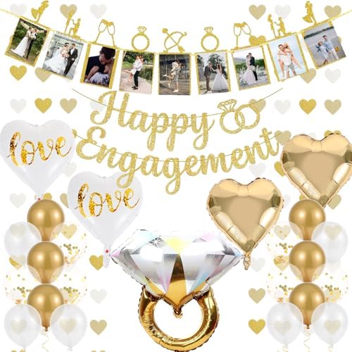 Gold Engagement Congratulations Decor Set