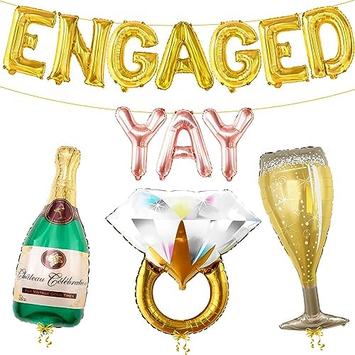 KatchOn Yay Engaged Balloons Set - 37 Inch Pack of 13