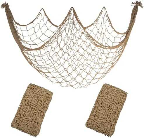 2 Pack Brown Fish Net Decorations 80x40 Inch