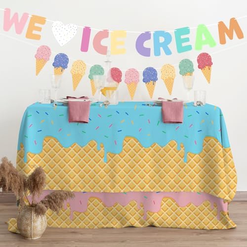 Gatherfun Ice Cream Tablecloth 2-Pack for Birthday Parties