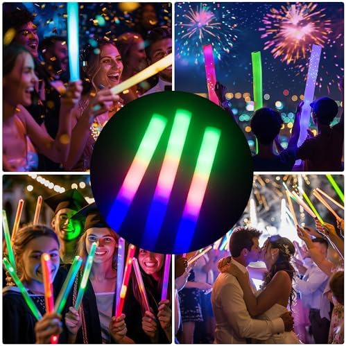 Pelreame 204 Pcs LED Foam Glow Sticks Party Supplies