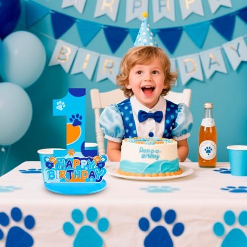 Dog Paw 1st Birthday Centerpiece Number Sign Decorations