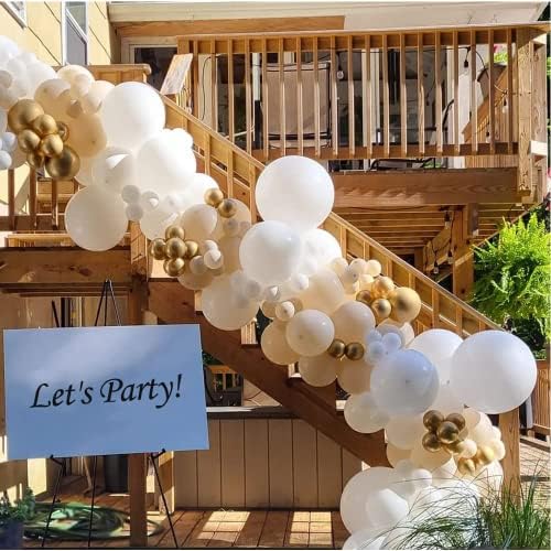 White Gold Balloons Set 60 Pcs 12 Inch Party Decor