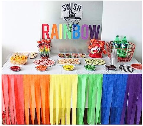 Binpeng 433ft Rainbow Crepe Paper Streamers for Parties
