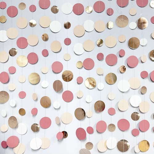 Champagne Gold Dusty Pink Circle Dot Garland