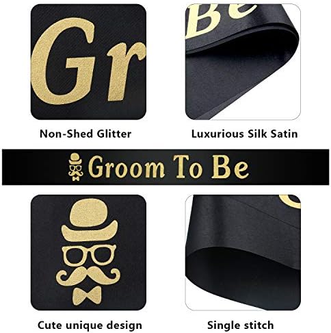 WILLBOND 2 Piece Groom Sash and Badge Set