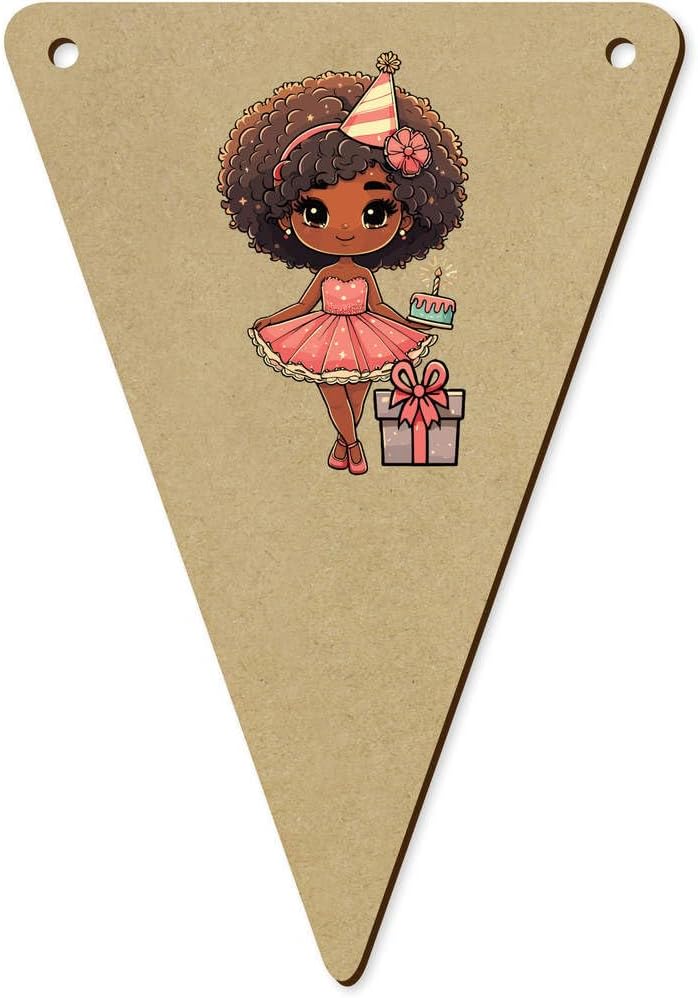 5 x 140mm Cute Party Girl Wooden Bunting Flags