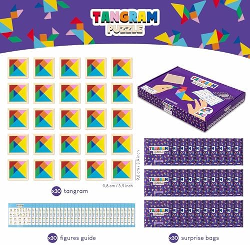 Tangram Puzzle Wooden Set 30 Kids Party Favors