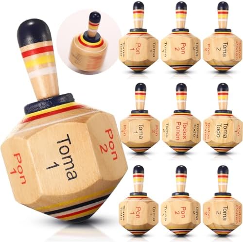 Poen 5 Piece Wooden Toma Todo Set Classic Mexican Spinning Top Game