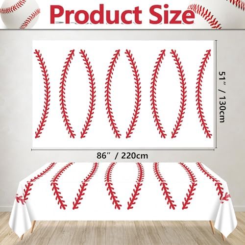 4 Pack Baseball Tablecloths - Rectangular Sports Party Covers for Kids