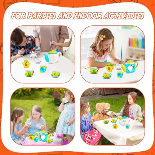 PullCrease 45 Pcs Paint Your Own Tea Kit for Kids