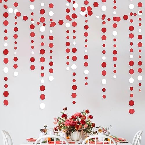 46 Ft Red and White Polka Dot Garland for Parties