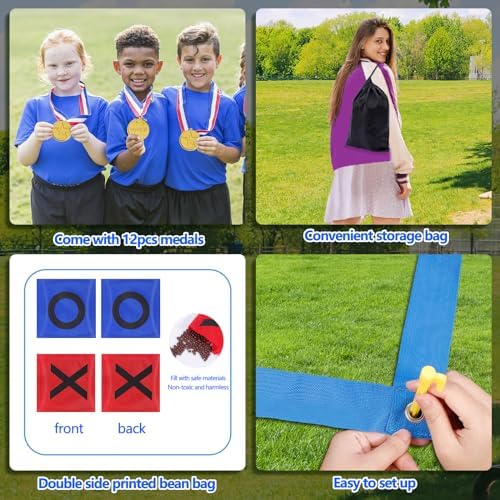 CWLAKON Outdoor Giant Tic Tac Toe Bean Bag Game Set