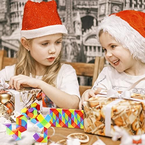 Ganowo 30 Pack Rainbow Fidget Snake Puzzle Toy
