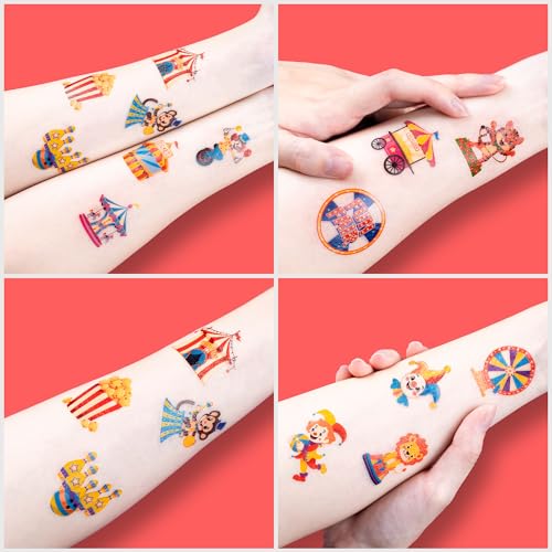 96PCS Carnival Circus Clown Temporary Tattoos for Kids