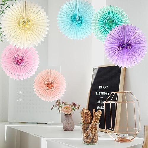 Pastel Rainbow Paper Fans Decorations