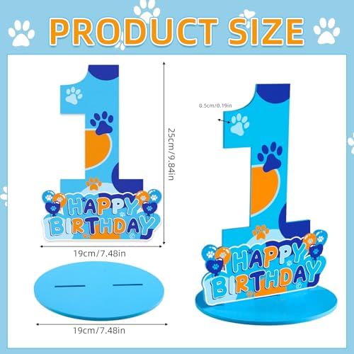 Dog Paw 1st Birthday Centerpiece Number Sign Decorations